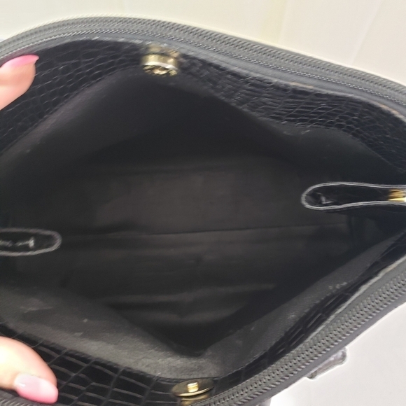 Furla black leather reptile alligator texture purse - Picture 7 of 11